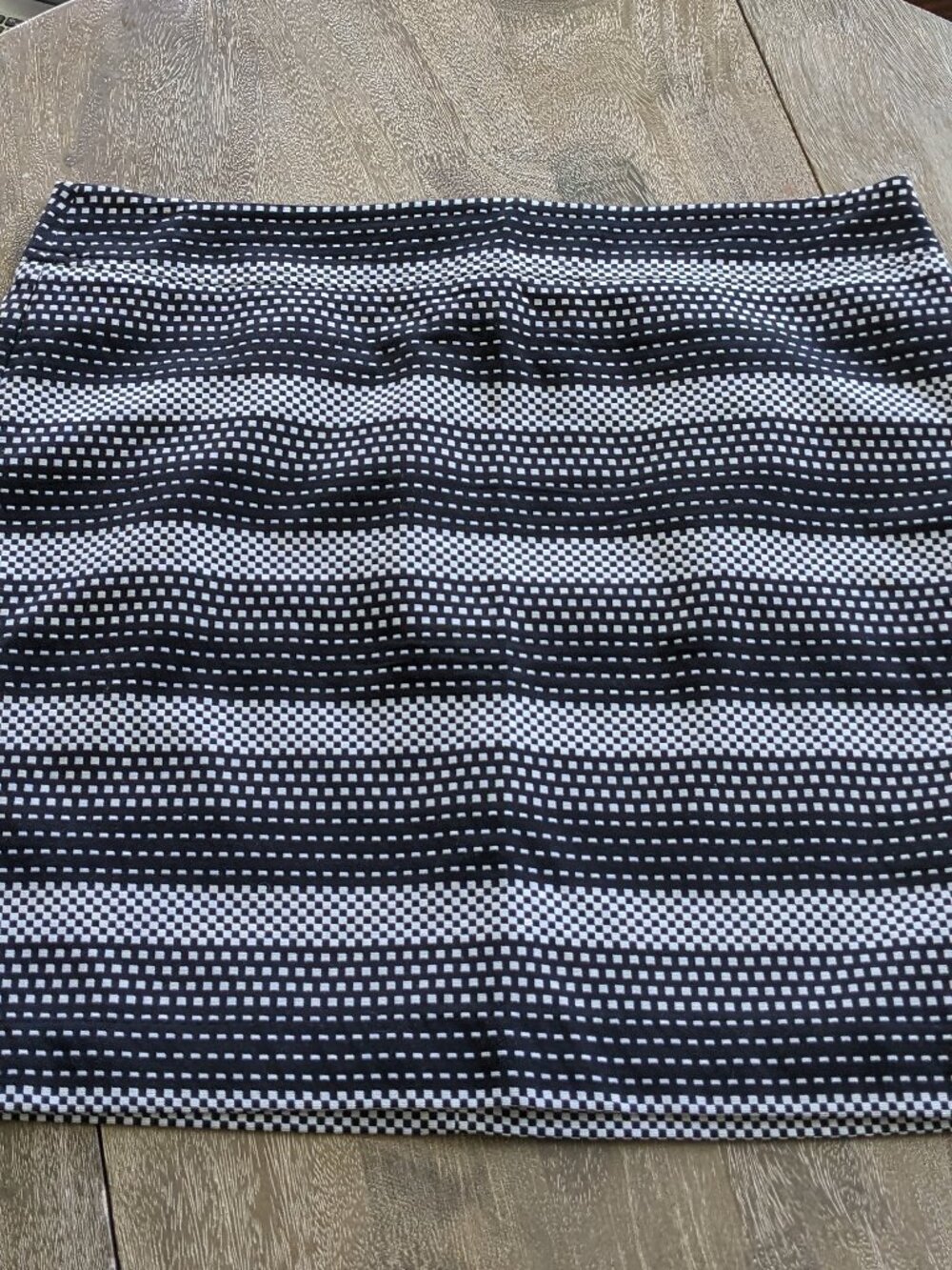 Ann Taylor Loft, Black and White 19" Checker Stripe Above the Knee Skirt Size 14